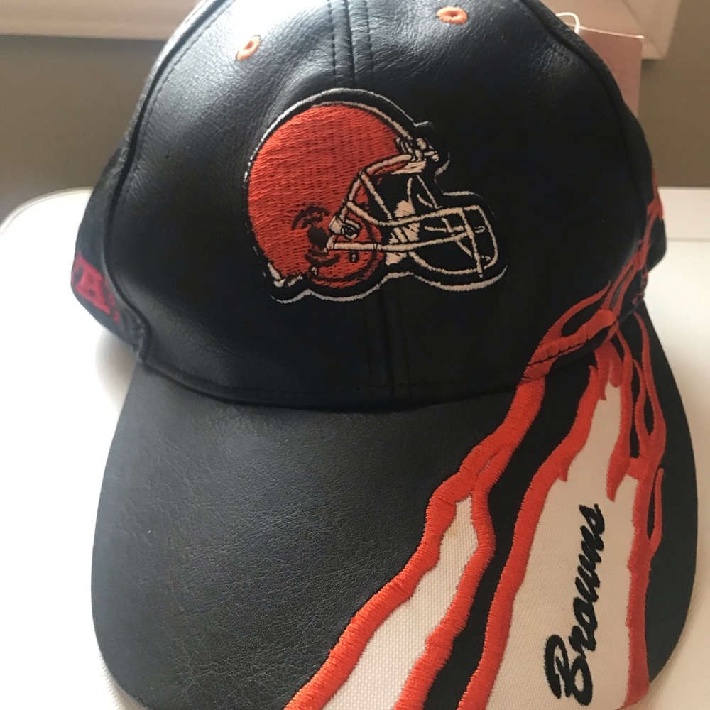 NFL Leather Cleveland Browns Ball Cap!  NW OS